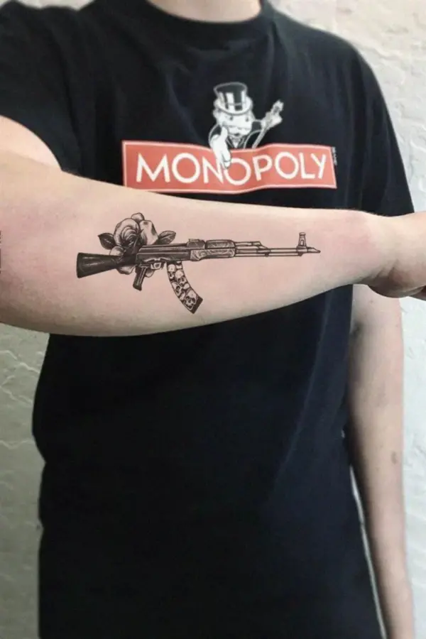 AK47 Silah Keleş Geçici Dövme Tattoo