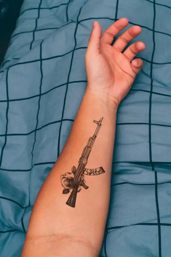 AK47 Silah Keleş Geçici Dövme Tattoo