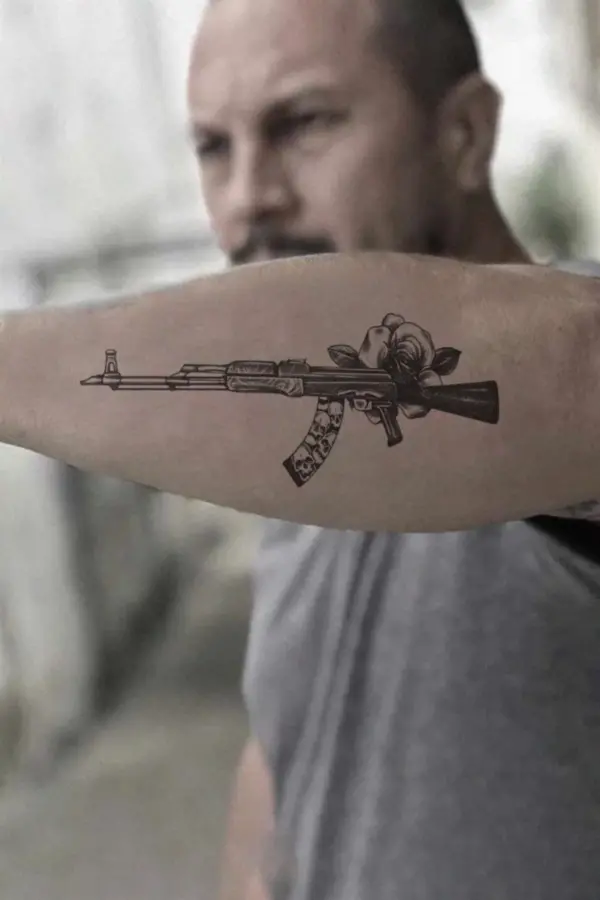 AK47 Silah Keleş Geçici Dövme Tattoo