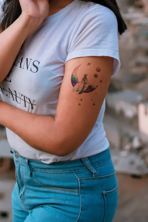 Ay ve Melek Geçici Dövme Tattoo