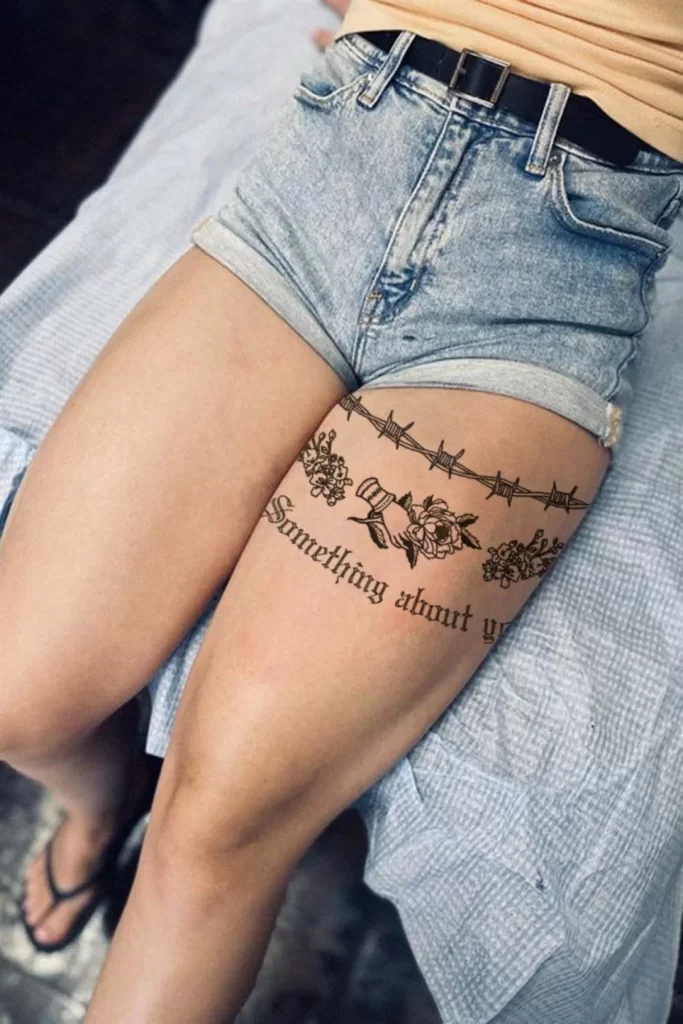 Dikenli Tel Gül ve Yazılı Geçici Dövme