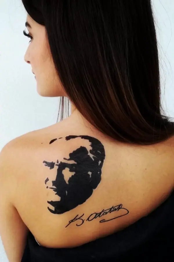 Geçici Atatürk İmza ve Silüet Dövme Tattoo