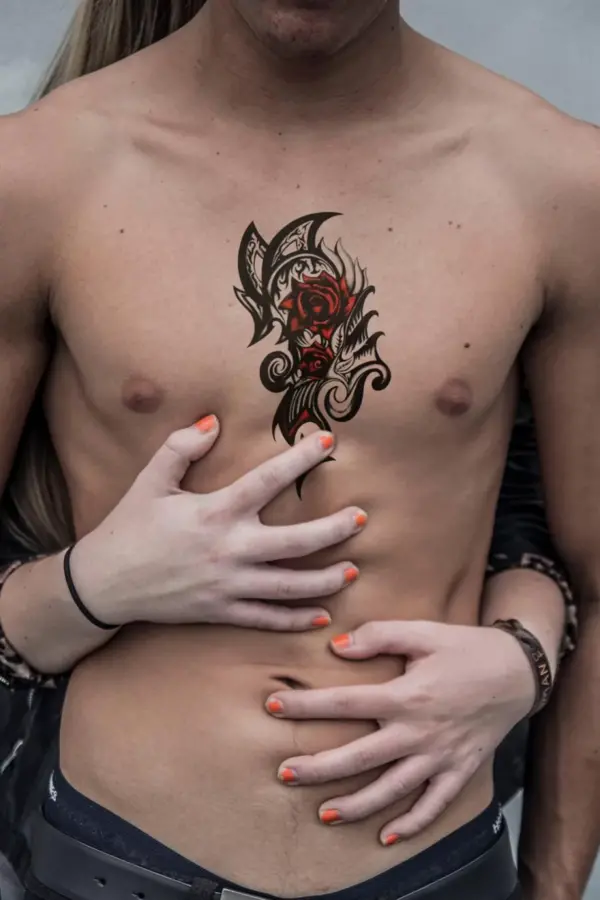 Geçici Büyük Boy Tribal Gül Dövme Tattoo