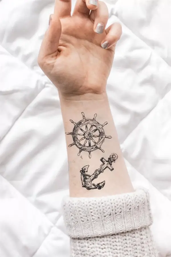 Geçici Çapa ve Dümen Mini Dövme Tattoo