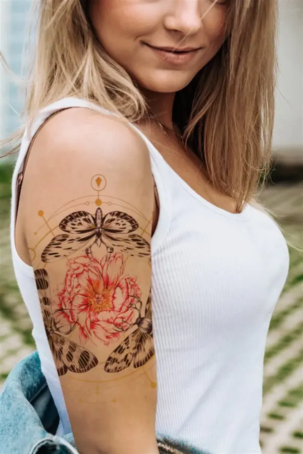 Geçici Çiçek ve Kelebek Dövme Tattoo