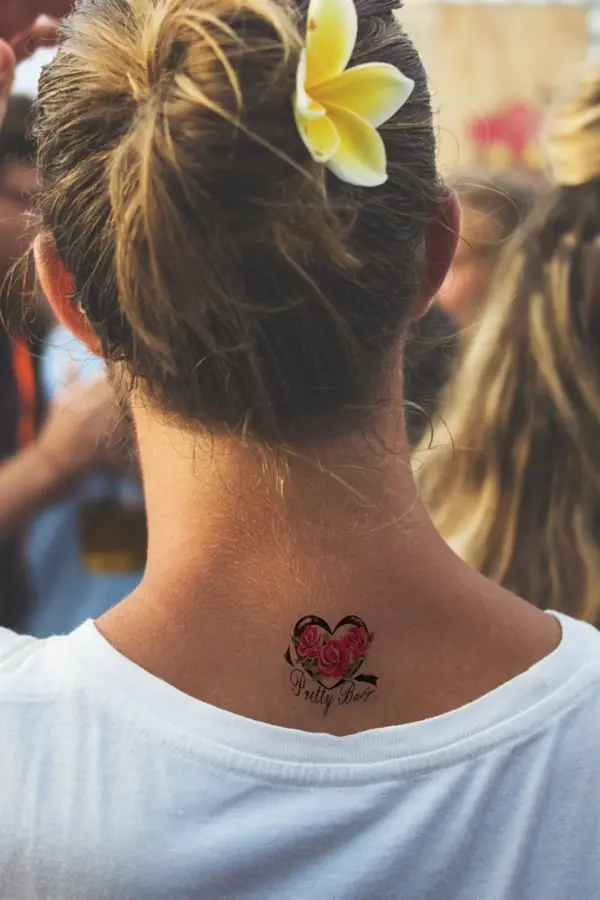 Geçici Çiçekli Kalp Mini Dövme Tattoo