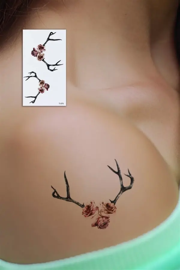 Geçici Geyik Boynuzu Mini Dövme Tattoo