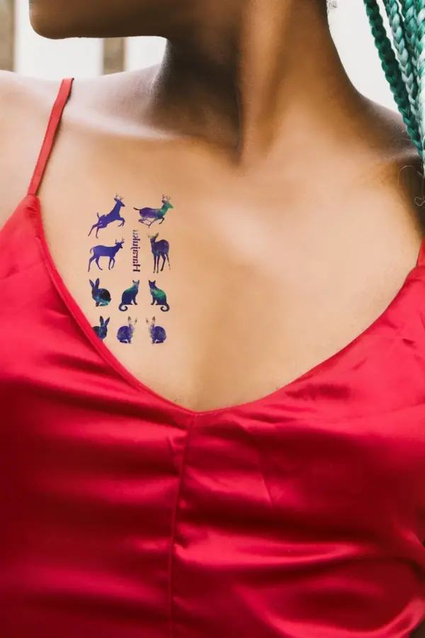 Geçici Geyik, Kedi, Tavşan Mini Dövme Tattoo