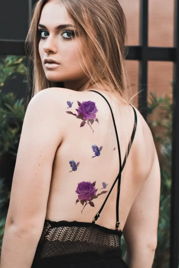 Geçici Gül ve Kelebek Dövme Tattoo