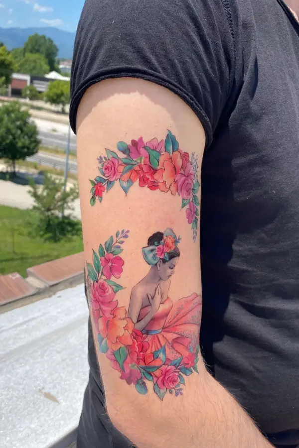 Geçici Kadın ve Çiçek Dövme Tattoo