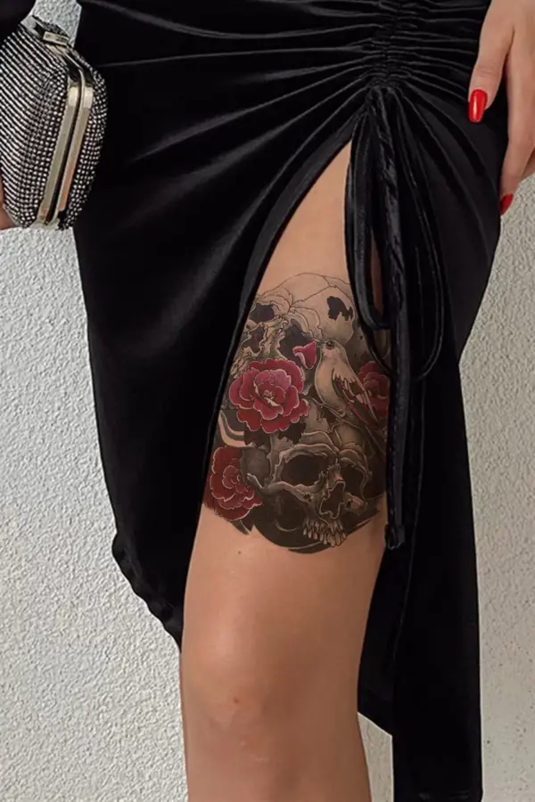 Geçici Kurukafa, Çiçek ve Kuş Dövme Tattoo