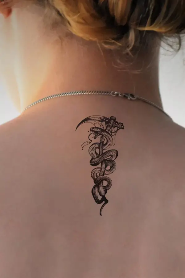 Geçici Mini Yılan ve Tırpan Dövme Tattoo