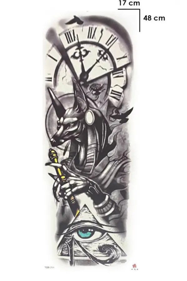 Geçici Saat ve Anubis Kol Dövme Tattoo