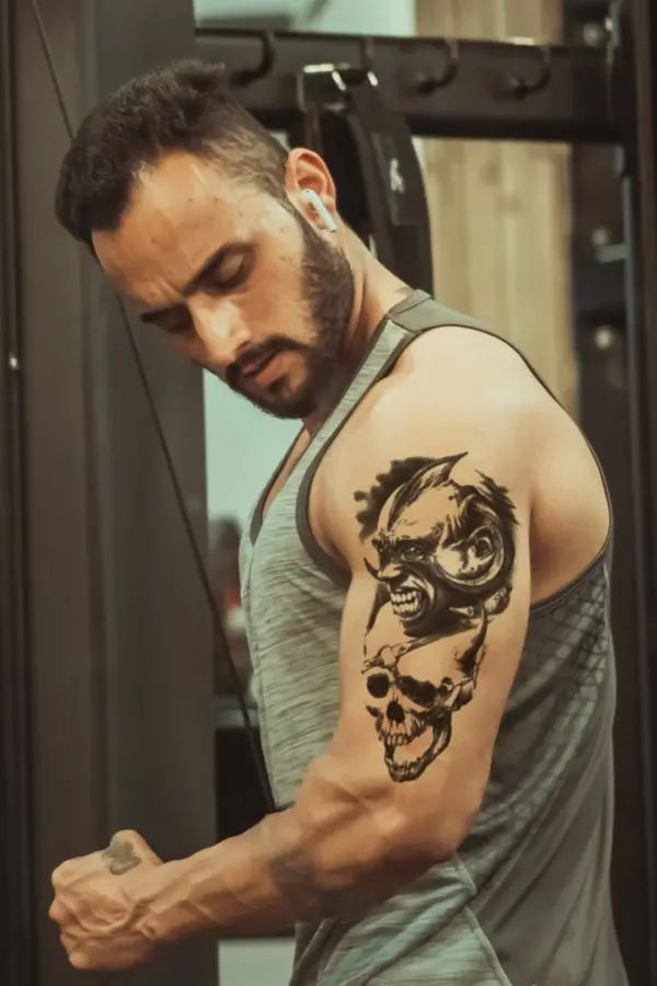 Geçici Şeytan Ve Kurukafa Dövme Tattoo