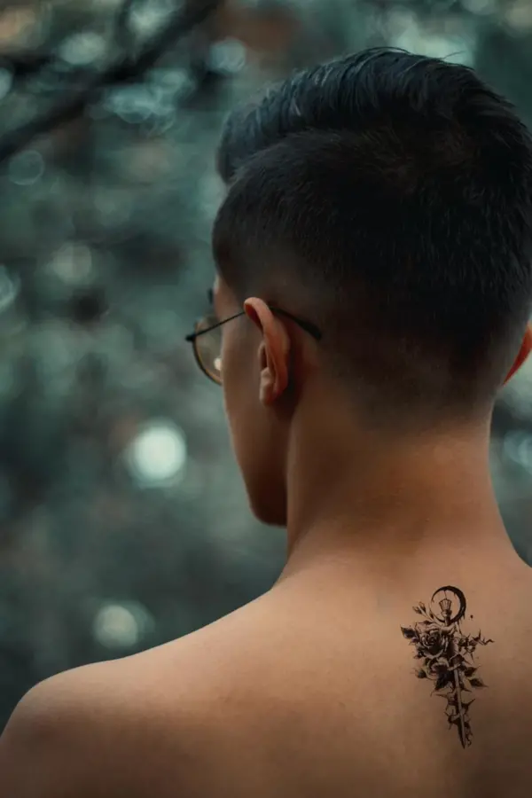 Kılıç Gül Desen Geçici Dövme Tattoo