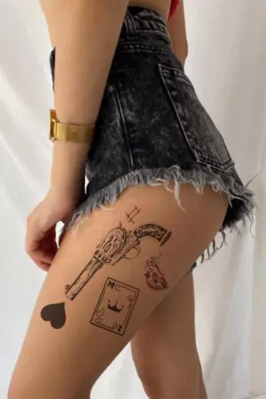 Silah Kart Geçici Dövme Tattoo