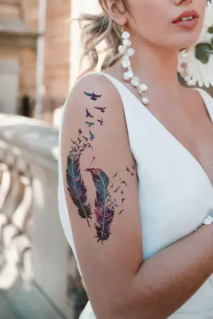 Tüy ve Uçan Kuşlar Geçici Dövme Tattoo