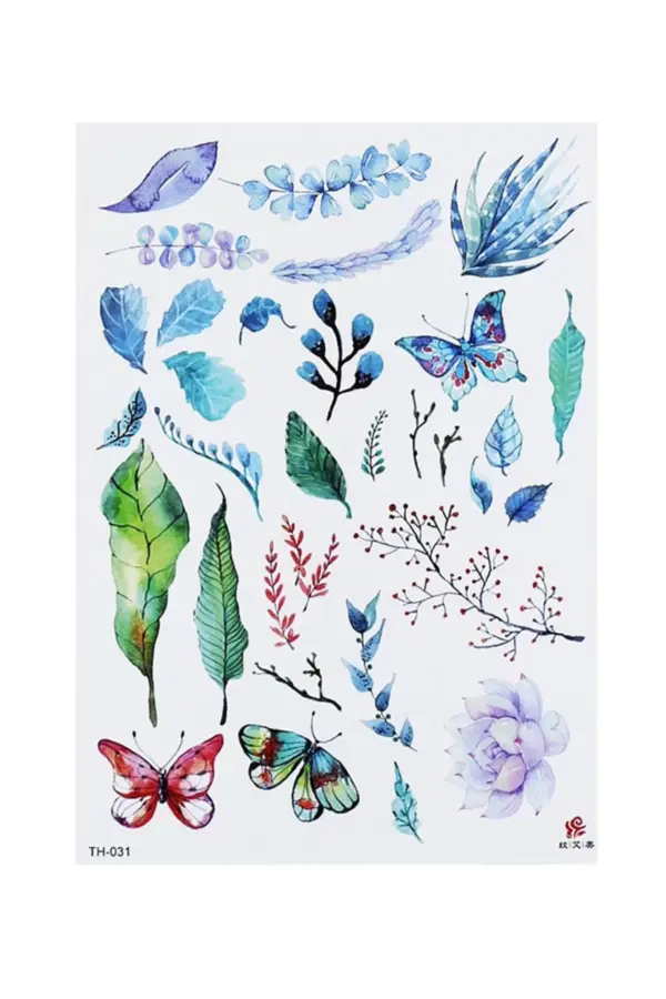 Yaprak Kelebek Karışık Geçici Dövme Tattoo